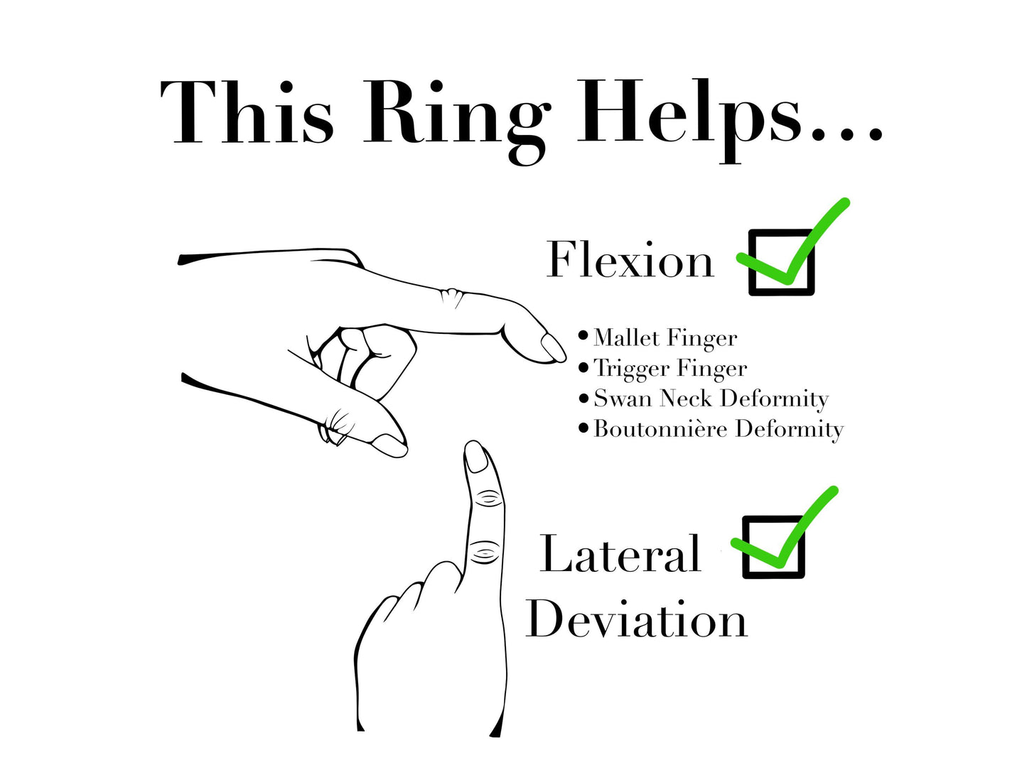 The Pine lateral deviation and mallet ring splint, handmade by Evergreen Ring Splints