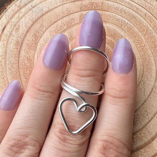 The Sweetheart heart swan neck ring splint, handmade by Evergreen Ring Splints