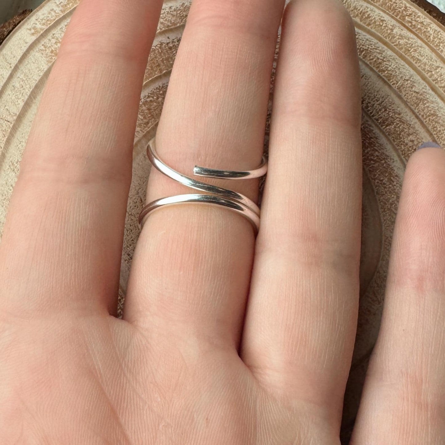 The Sweetheart heart swan neck ring splint, handmade by Evergreen Ring Splints